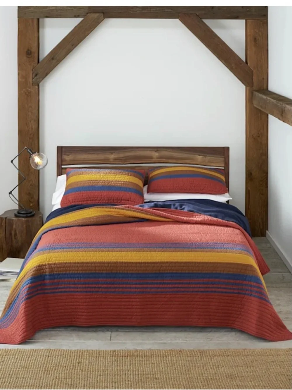 Pendleton Multistripe Quilt in Rust, Mustard & Navy